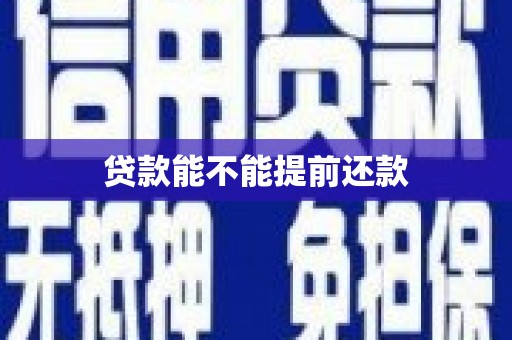 西昌贷款能不能提前还款