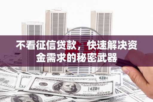 杜集不看征信贷款，快速解决资金需求的秘密武器