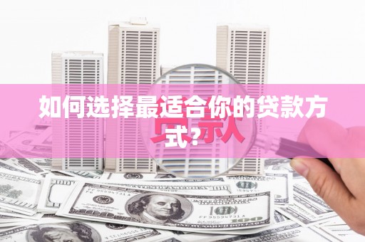 埔心如何选择最适合你的贷款方式？