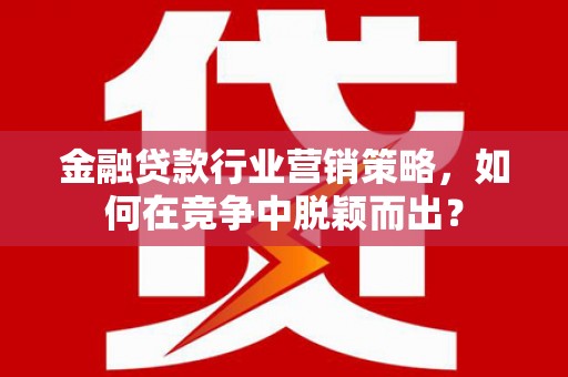 托克托金融贷款行业营销策略，如何在竞争中脱颖而出？