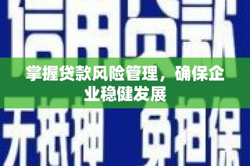 蚌埠掌握贷款风险管理，确保企业稳健发展